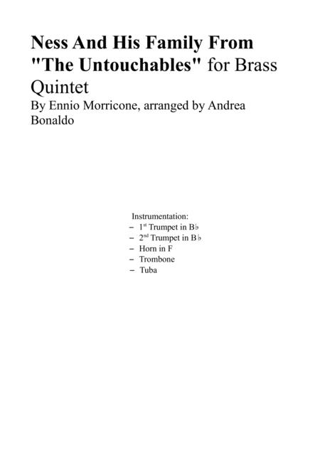 Ness And His Family From The Untouchables For Brass Quintet Sheet Music