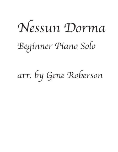 Free Sheet Music Nessun Dorma Beginner Piano