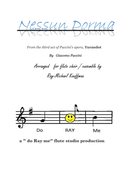 Nessun Dorma By Puccini For Flute Choir Flute Ensemble Sheet Music