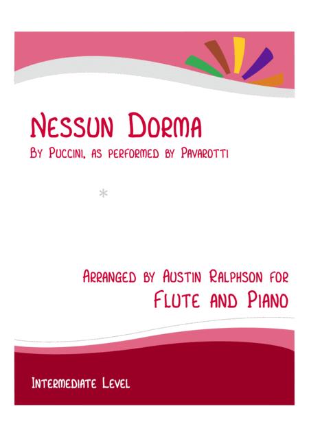 Free Sheet Music Nessun Dorma Flute And Piano With Free Backing Track To Play Along
