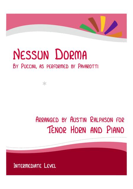 Nessun Dorma Tenor Horn And Piano With Free Backing Track To Play Along Sheet Music