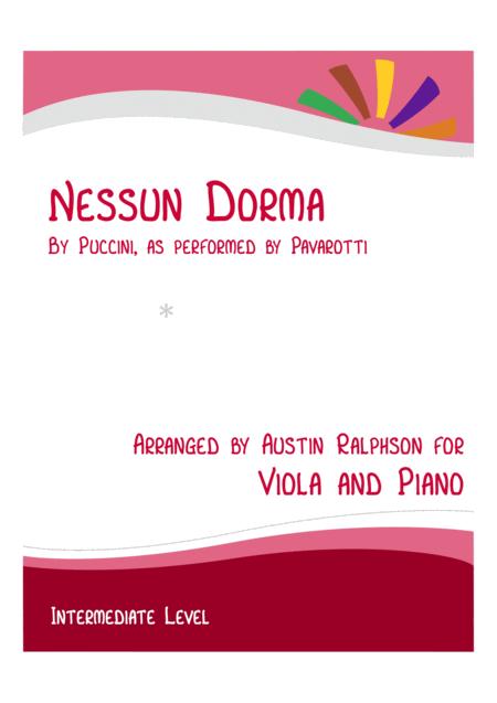 Free Sheet Music Nessun Dorma Viola And Piano With Free Backing Track To Play Along