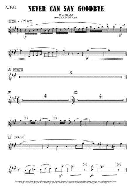 Never Can Say Goodbye Big Band Vocals Sheet Music