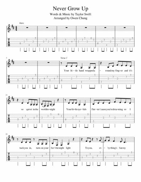 Never Grow Up Sheet Music