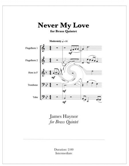 Free Sheet Music Never My Love For Brass Quintet