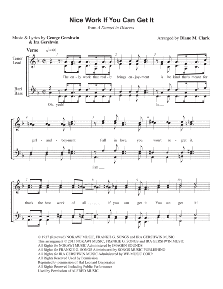 Nice Work If You Can Get It Quartet Pricing Sheet Music