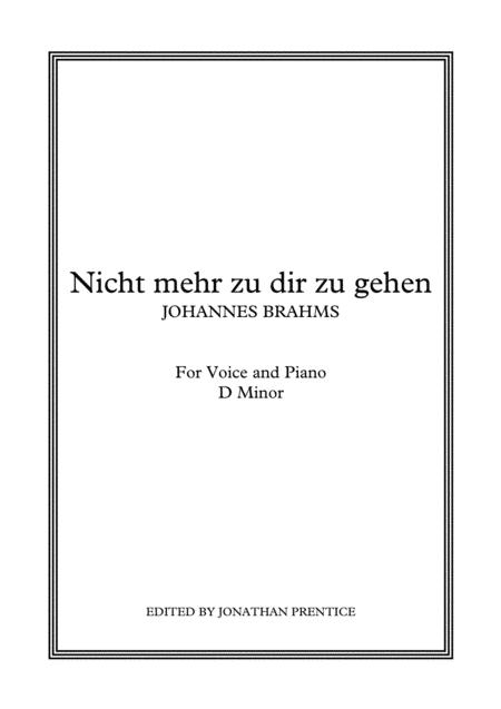 Nicht Mehr Zu Dir Zu Gehen D Minor Sheet Music