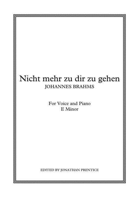 Nicht Mehr Zu Dir Zu Gehen E Minor Sheet Music