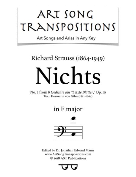 Nichts Op 10 No 2 F Major Bass Clef Sheet Music