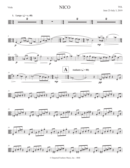 Nico 2019 For String Quartet Viola Part Sheet Music