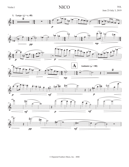 Nico 2019 For String Quartet Violin 1 Part Sheet Music