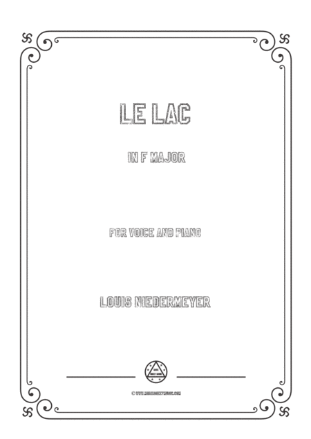 Niedermeyer Le Lac In F Major For Voice And Piano Sheet Music