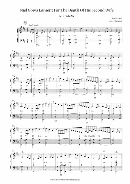 Free Sheet Music Niel Gows Lament For The Death Of His Second Wife