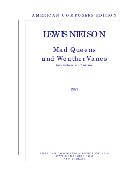 Nielson Mad Queens And Weather Vanes Sheet Music