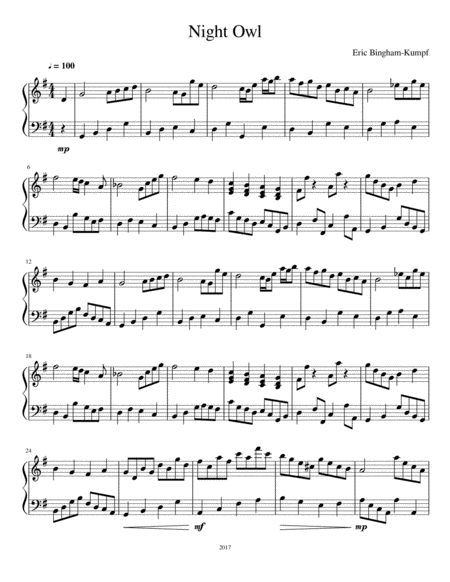 Night Owl Sheet Music