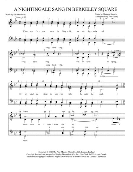 Nightingale Sang In Berkeley Square A Ssaa Sheet Music