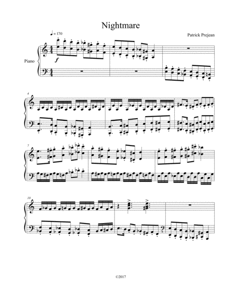 Nightmare For Solo Piano Sheet Music