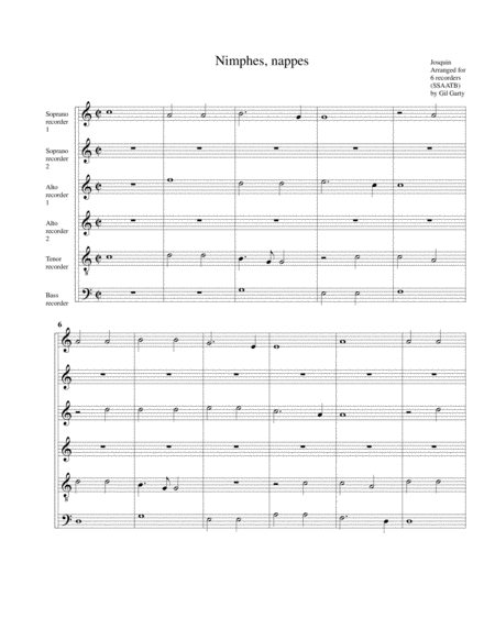 Free Sheet Music Nimphes Nappes Arragement For 6 Recorders