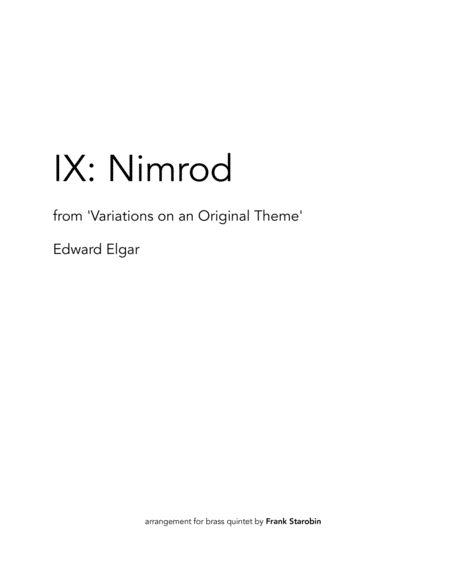 Nimrod For Brass Quintet Sheet Music