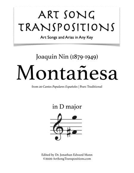 Free Sheet Music Nin Montaesa Transposed To D Major