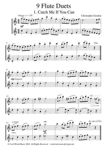 Free Sheet Music Nine Flute Duets