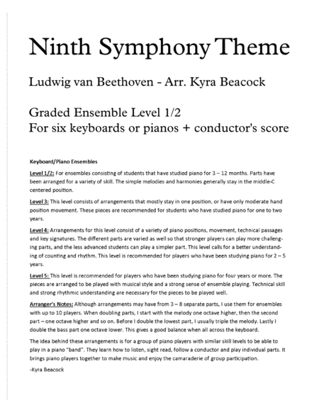 Free Sheet Music Ninth Symphony Theme