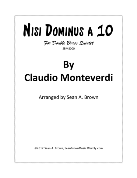 Nisi Dominus A 10 For Double Brass Quintet Sheet Music