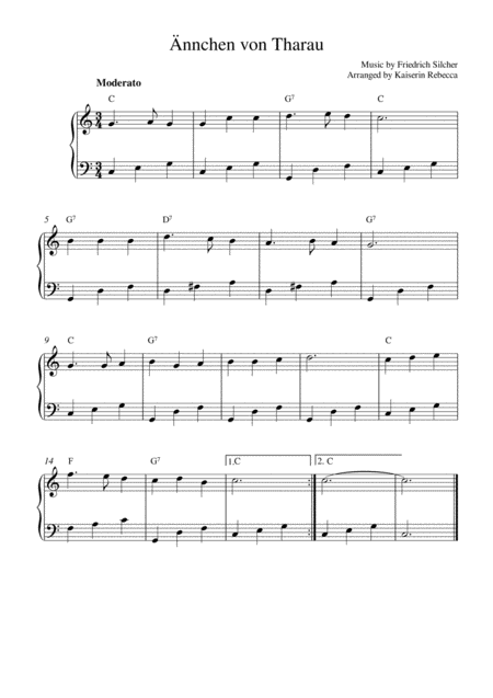 Free Sheet Music Nnchen Von Tharau