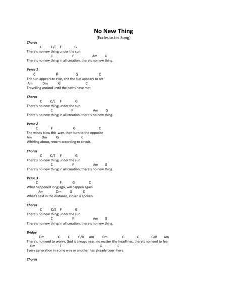 No New Thing Ecclesiastes Song Sheet Music