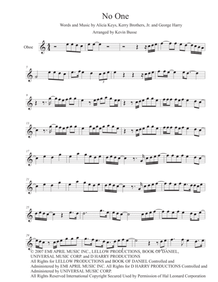 No One Easy Key Of C Oboe Sheet Music