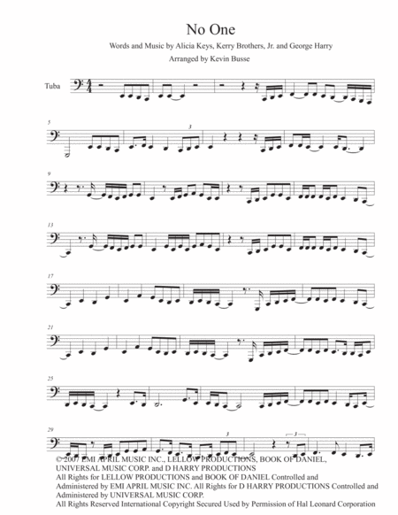 No One Easy Key Of C Tuba Sheet Music