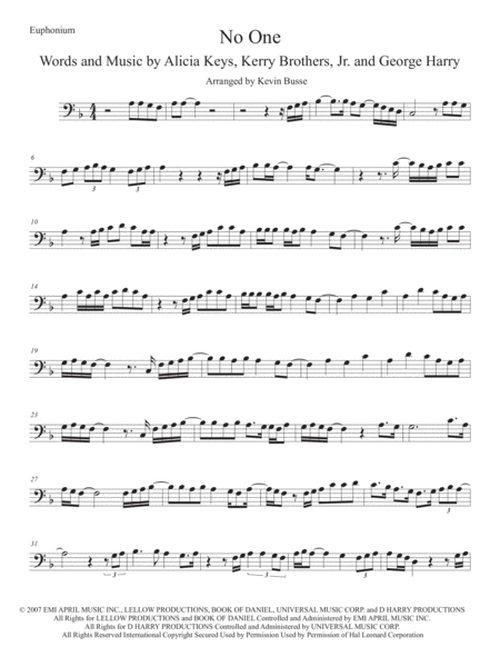 No One Euphonium Sheet Music