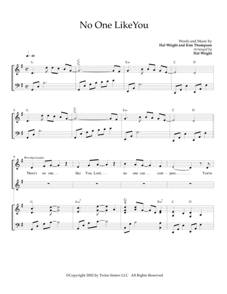 Free Sheet Music No One Like You