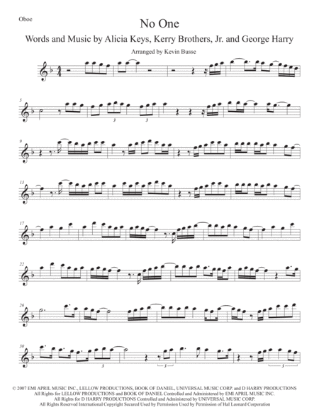 No One Oboe Sheet Music