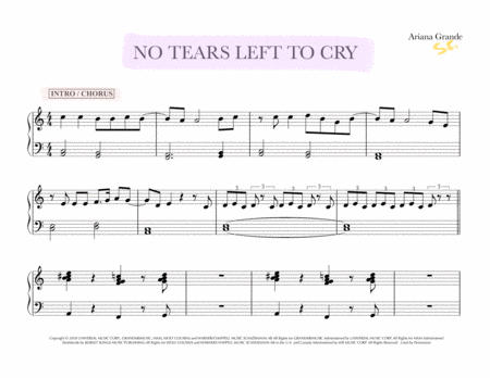 No Tears Left To Cry Easiest Piano Arrangement Sheet Music