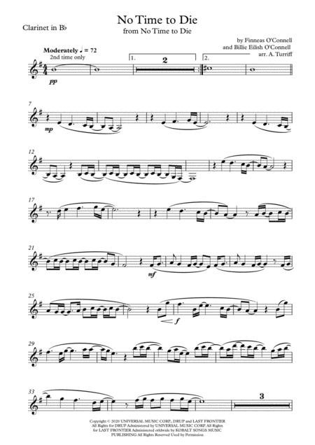 No Time To Die Billie Eilish Clarinet Solo Part Sheet Music