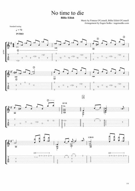 No Time To Die Billie Eilish Guitar Cover Notes Tabs Sheet Music