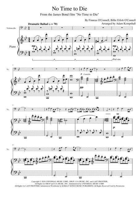 Free Sheet Music No Time To Die Cello With Piano Accompaniment