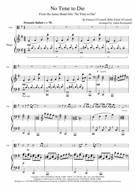 No Time To Die Viola With Piano Accompaniment Sheet Music