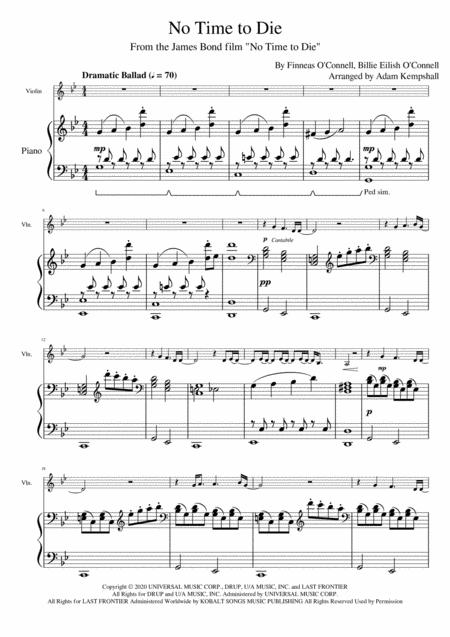 No Time To Die Violin With Piano Accompaniment Sheet Music