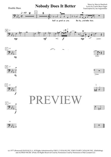 Nobody Does It Better String Bass Play A Long The String Bass Part Of The Original Recording For James Bond Sheet Music