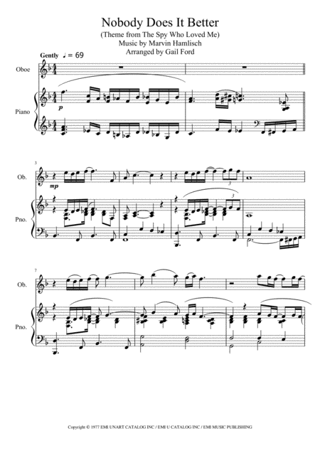 Free Sheet Music Nobody Does It Better Vocal