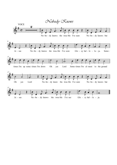 Nobody Knows Voice And Piano Sheet Music