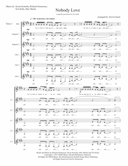 Free Sheet Music Nobody Love