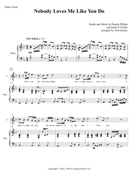 Free Sheet Music Nobody Loves Me Like You Do