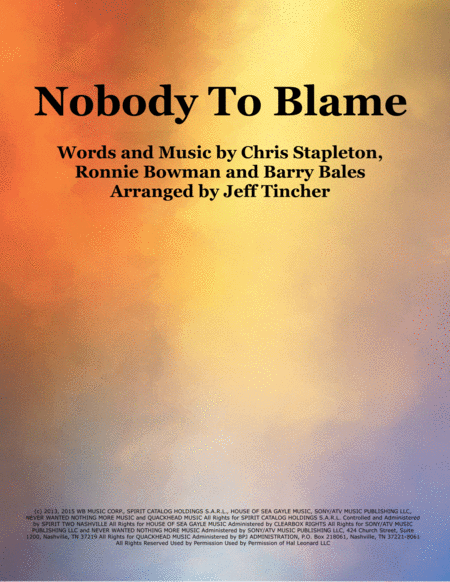 Nobody To Blame Sheet Music