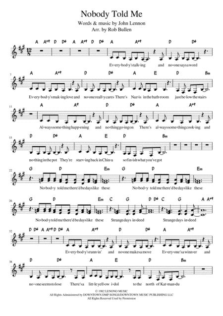 Nobody Told Me Sheet Music