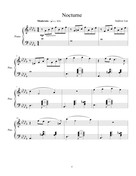 Free Sheet Music Nocturne Andrew Lee