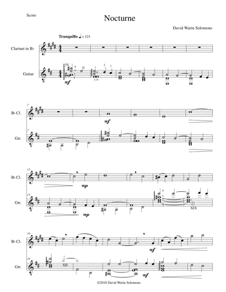 Nocturne For Clarinet And Guitar Sheet Music