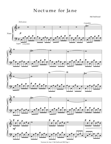 Nocturne For Jane Sheet Music